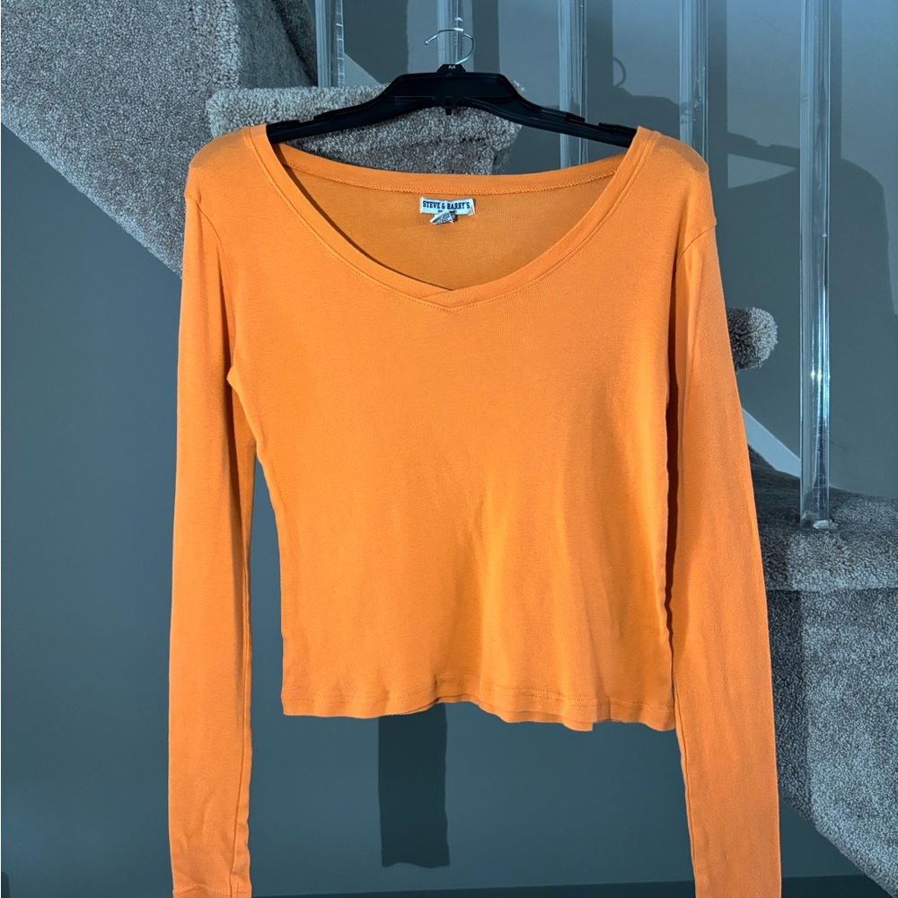 Steve & Barry's Vibrant Orange V-Neck Blouse
